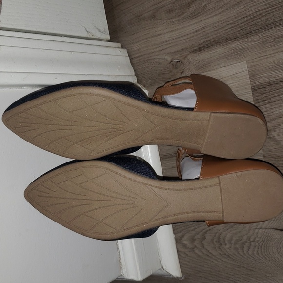 Maurices Penny Open Side Ballet Flat Denim/Brown 10M NWT - Picture 3 of 7